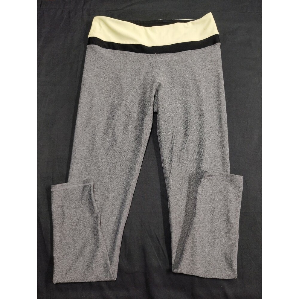 RBX Gray Athletic Leggings with Yellow & Black Waistband
